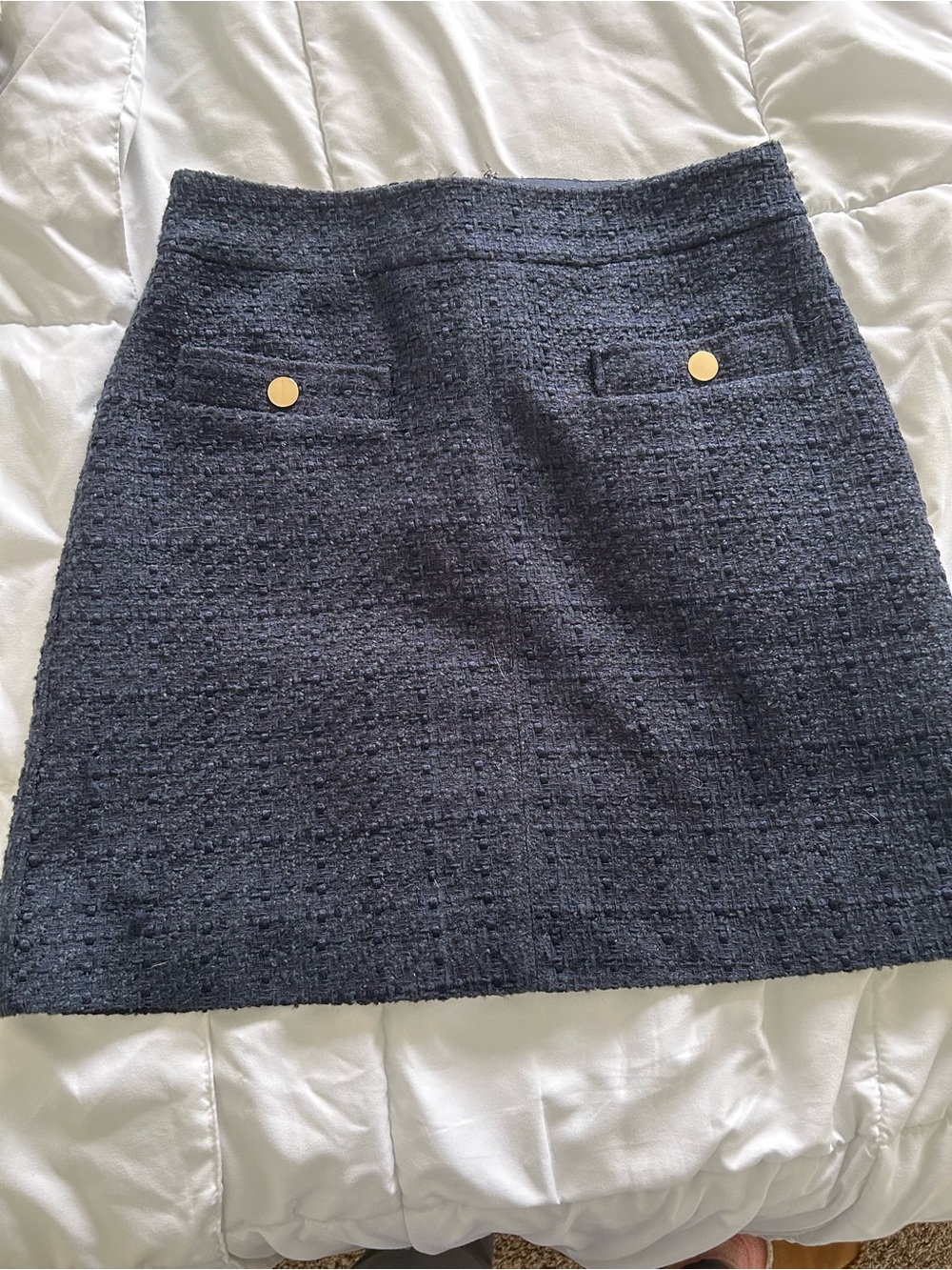 Loft Navy Tweed Mini Skirt